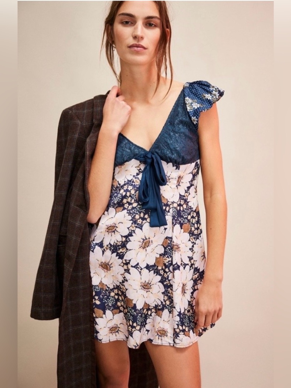 Free People Aurora Mini Dress Navy Floral
